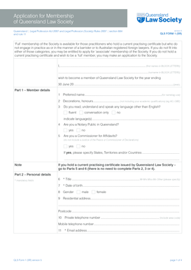 Queensland Law Society Membership Application