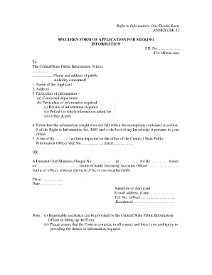 Right to Information Application Form