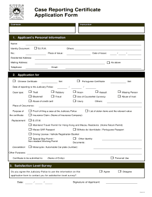 Case Reporting Certificate Application Form