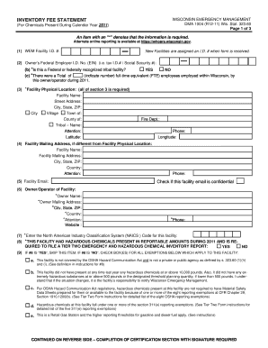 Wisconsin Inventory Fee Statement