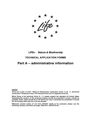 life nature and biodiversity technical application forms