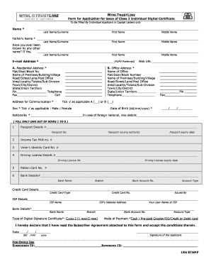 MTNLTRUSTLINE Class 2 Digital Certificate Application