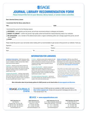 Journal Library Recommendation Form