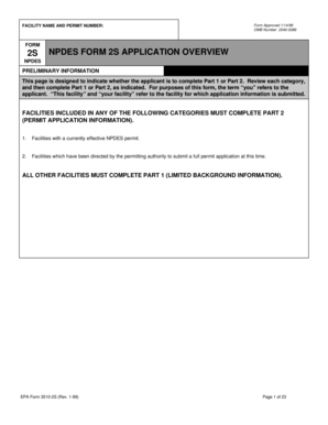 NPDES Form 2S Application