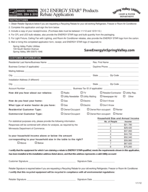 2012 Energy Star Rebate Application