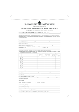 Application for Admission 2007-2008
