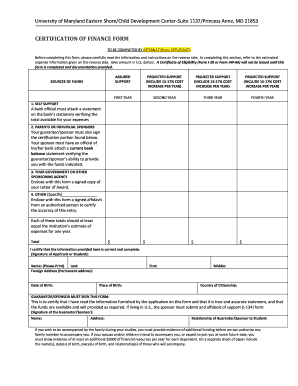 Certification of Finance Form