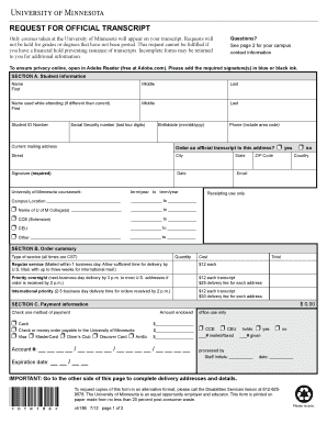 Fillable Online Request for Official Transcript Fax Email Print - pdfFiller