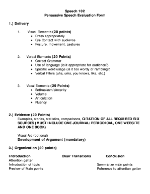 informative speech evaluation form