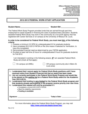 2012-2013 federal work-study application - University of Missouri-St ... - umsl