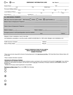 Emergency Information Card