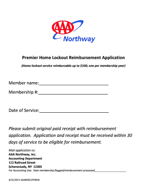 Premier Home Lockout Reimbursement Application