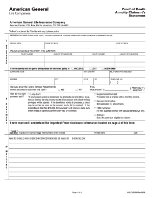 Proof Death Annuity - Fill Online, Printable, Fillable, Blank | PDFfiller