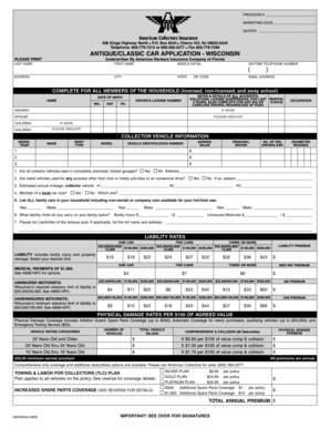 Antique Classic Car Application Wisconsin