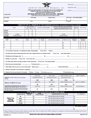 Antique Motorcycle Application - Indiana