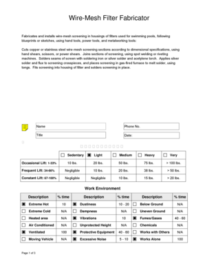 Worksite Job Analysis Form