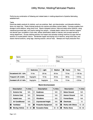 Worksite Job Analysis Form