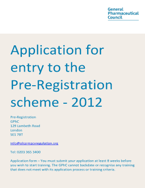 Pre-Registration Scheme Application Form