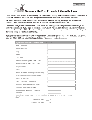 Hartford Property & Casualty Agent Application