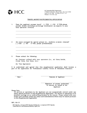 Travel Agency Supplemental Application