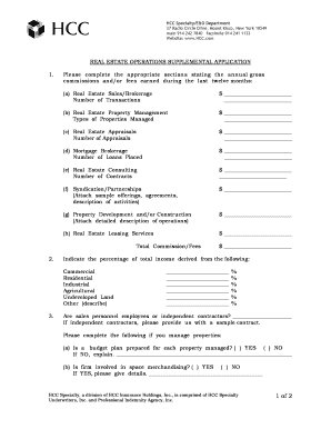 Real Estate Operations Supplemental Application