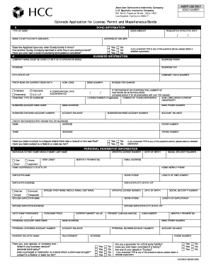 Colorado License Permit Bond Application
