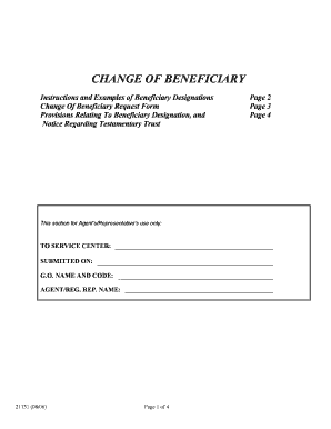 Change of Beneficiary Request Form