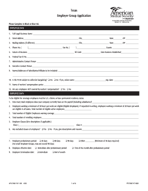 Texas Employer Group Application