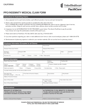 California PPO Medical Claim Form