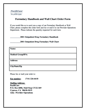 Formulary Handbook and Wall Chart Order Form - Pacificare.com ...