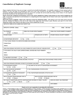CIGNA Duplicate Coverage Cancellation Form