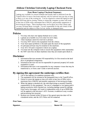 Abilene Christian University Laptop Checkout Form