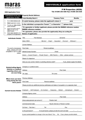 UK Property Rental Application Form