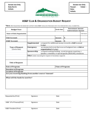 AS&F CLUB & ORGANIZATION BUDGET ... - Adams State College - adams