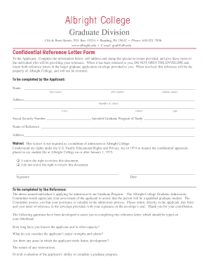 Confidential Reference Letter Form - Albright College - albright