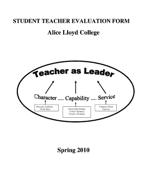 Student Teacher Evaluation Form - Alice Lloyd College - alc