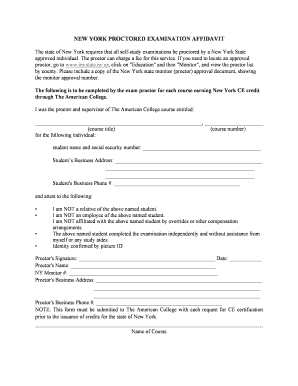 New York Proctored Examination Affidavit