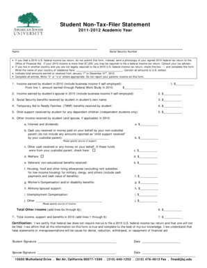 Student Non-Tax-Filer Statement