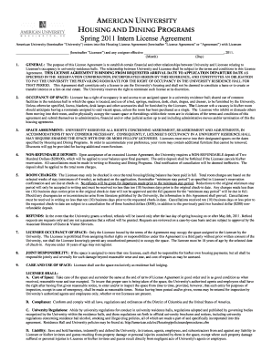 American University Housing License Agreement