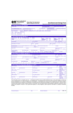Blue Cross and Blue Shield Enrollment Form