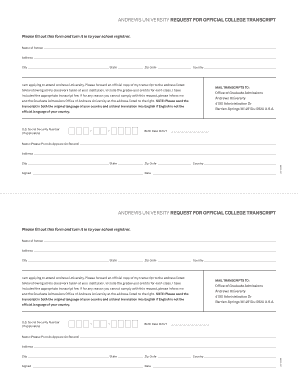 Andrews University Transcript Request Form