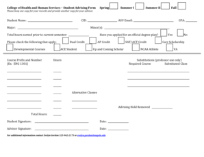 Student Advising Form