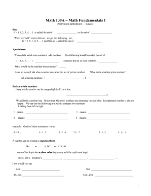 Math 130A – Math Fundamentals I