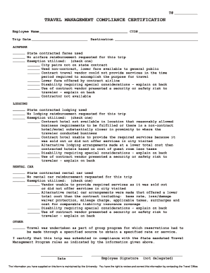 Travel Management Compliance Certification