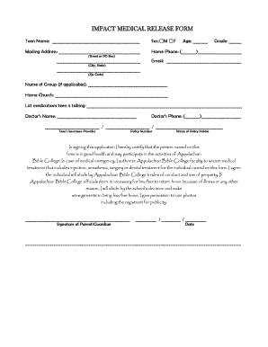Impact Medical Release Form