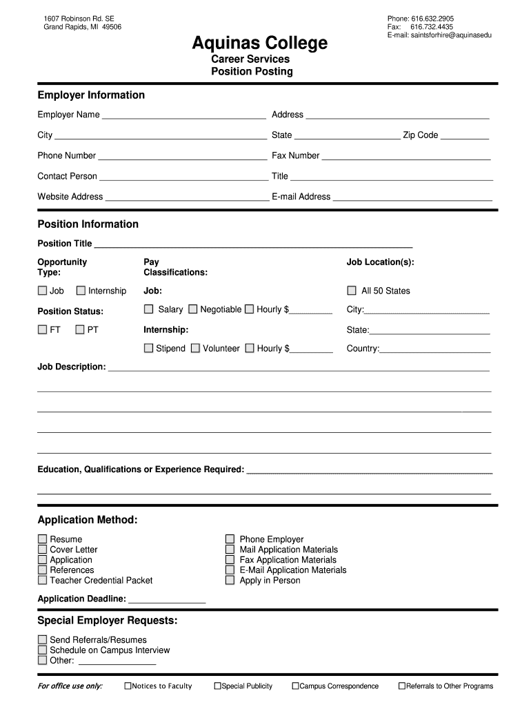 Job Order Form (pdf) - Aquinas College - aquinas Preview on Page 1