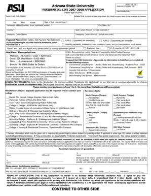 Arizona State University Residential Life Application