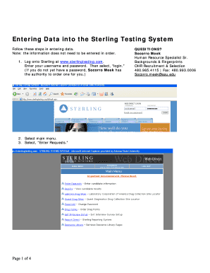 Entering Data into the Sterling Testing System - asu