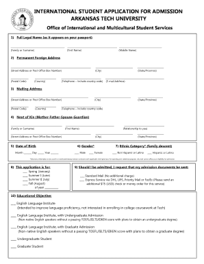 International Student Application for Admission