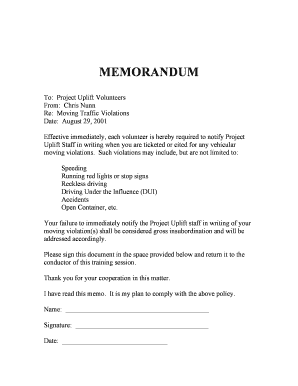 Insubordination memo sample - insubordination memo